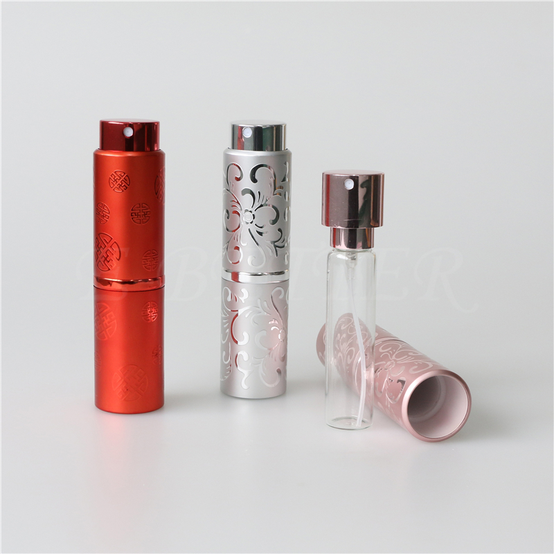 岑溪8ml 10ml 15ml旋轉香水瓶細霧噴霧瓶便攜玻璃香水瓶分裝瓶金屬香水瓶定制